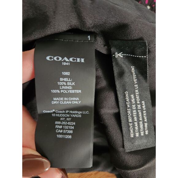 NWOT Coach Tiered Midi Skirt with Snaps Ruffle Hem Dots Multicolor Silk Size 6 - Picture 8 of 8